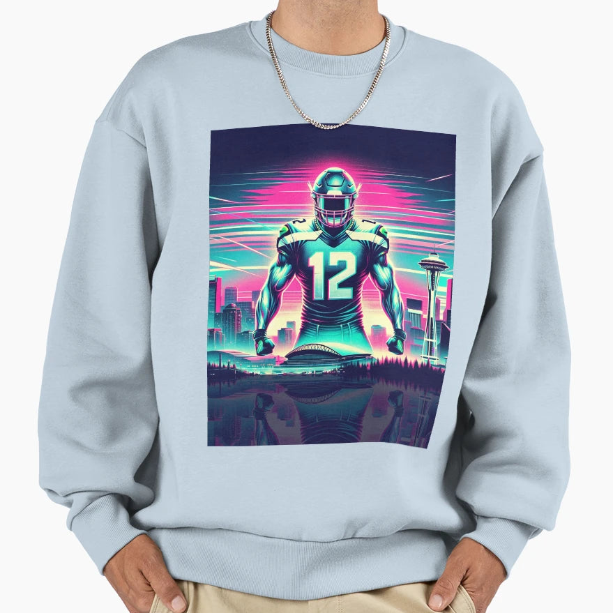 Synthwave Seattle Sweatshirt - Trendy Graphic for Adults - T-Shirt, Sweatshirt, Hoodie
