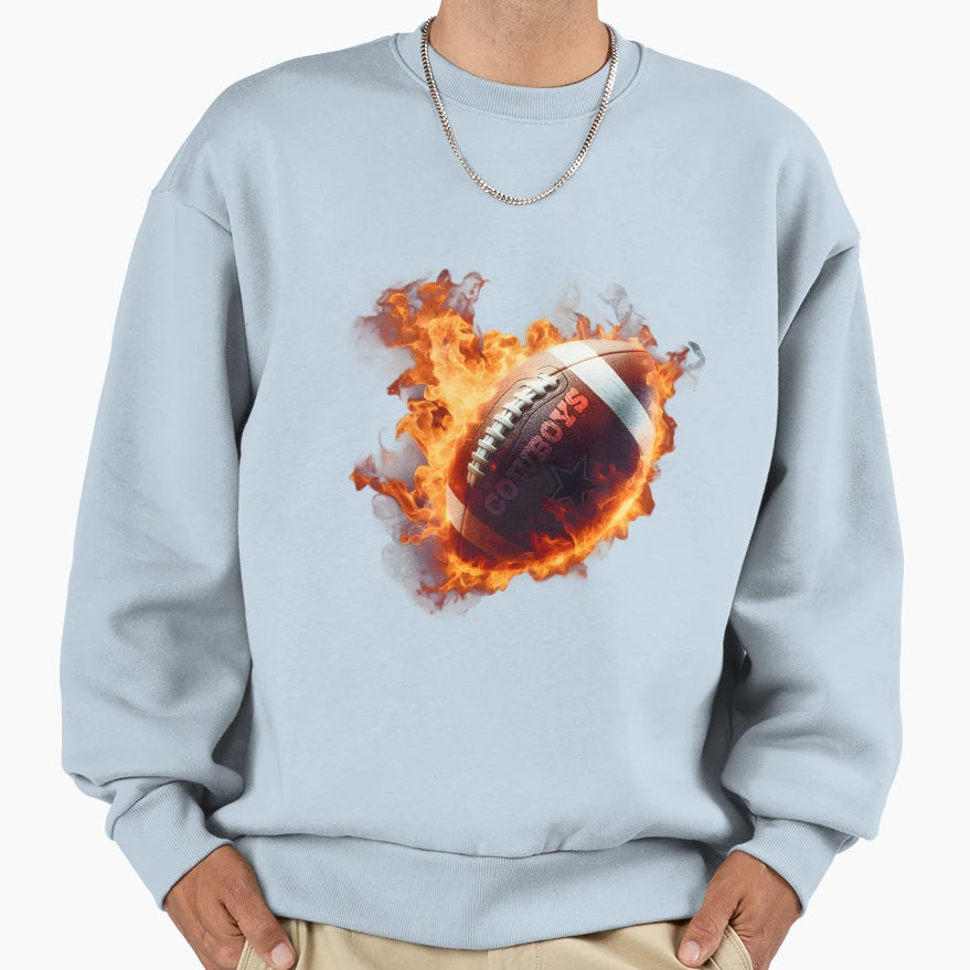 Dallas Cowboys Flaming Football Sweatshirt - Casual Everyday Wear Unisex - T-Shirt, Sweatshirt, Hoodie