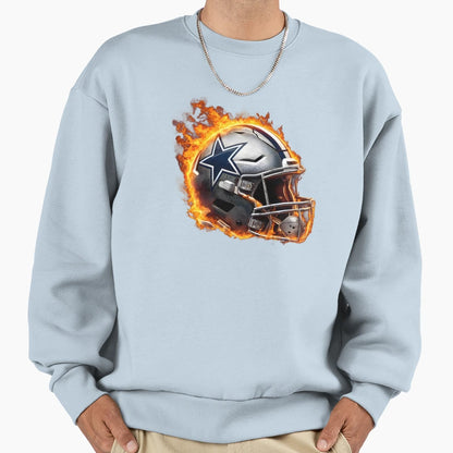 Dallas Cowboys Flaming Football Helmet Sweatshirt - Unique Graphic Unisex - T-Shirt, Sweatshirt, Hoodie