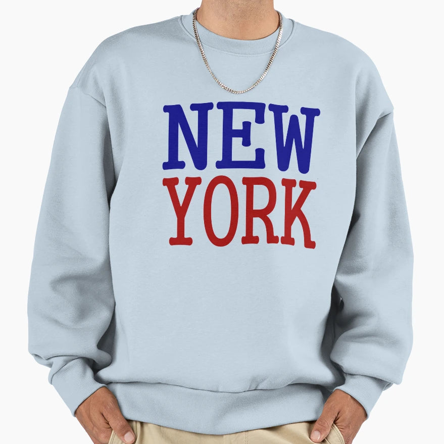 New York City Blue Red Sweatshirt - Custom Art Print for Adults - T-Shirt, Sweatshirt, Hoodie