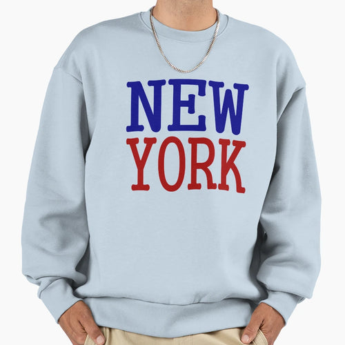 New York City Blue Red Sweatshirt - Custom Art Print for Adults - T-Shirt, Sweatshirt, Hoodie