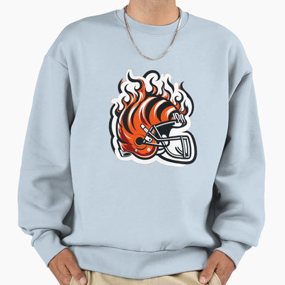 Cincinnati Flame Helmet Sweatshirt - Trendy Graphic for Adults - T-Shirt, Sweatshirt, Hoodie