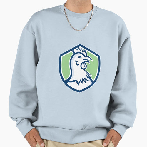 Chicken Hen Head Side Shield Cartoon Sweatshirt - Custom Art Print Unisex - T-Shirt, Sweatshirt, Hoodie