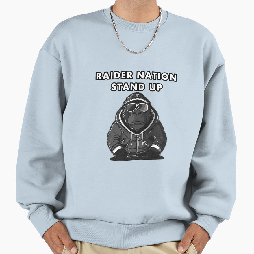 Gorilla Raider Nation Stand Up Sweatshirt - Fun Novelty Design for Adults - T-Shirt, Sweatshirt, Hoodie