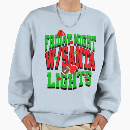 Friday Night Lights W Santa Sweatshirt - Minimalist Print for Adults - T-Shirt, Sweatshirt, Hoodie