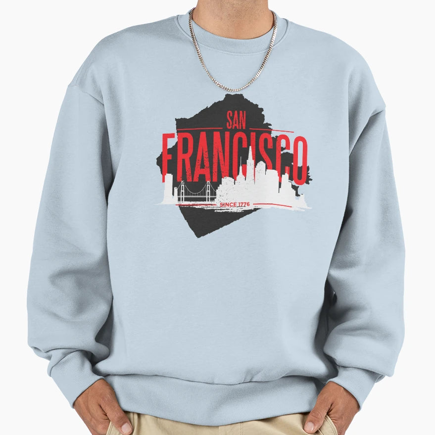 San Francisco Skyline Sweatshirt - Minimalist Print Men Women - T-Shirt, Sweatshirt, Hoodie