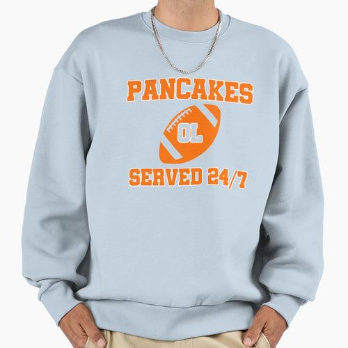 Pancakes Served 24 7 American Sweatshirt - Minimalist Print Men Women - T-Shirt, Sweatshirt, Hoodie