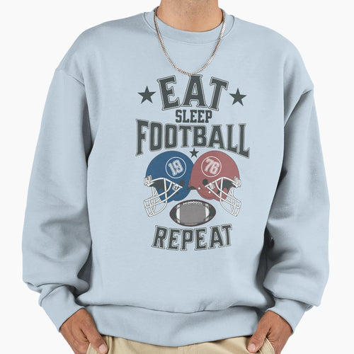 Eat Sleep Football Repeat Game Day Fan T-Shirt - Trendy Graphic Unisex - T-Shirt, Sweatshirt, Hoodie