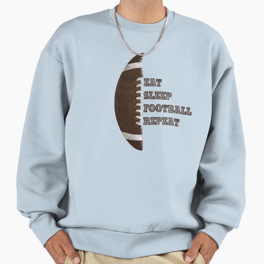 American Football Eat Sleep Sweatshirt - Fun Novelty Design for Adults - T-Shirt, Sweatshirt, Hoodie