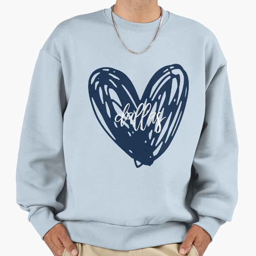 Dallas Cowboys Heart Sweatshirt - Casual Everyday Wear Men Women - T-Shirt, Sweatshirt, Hoodie