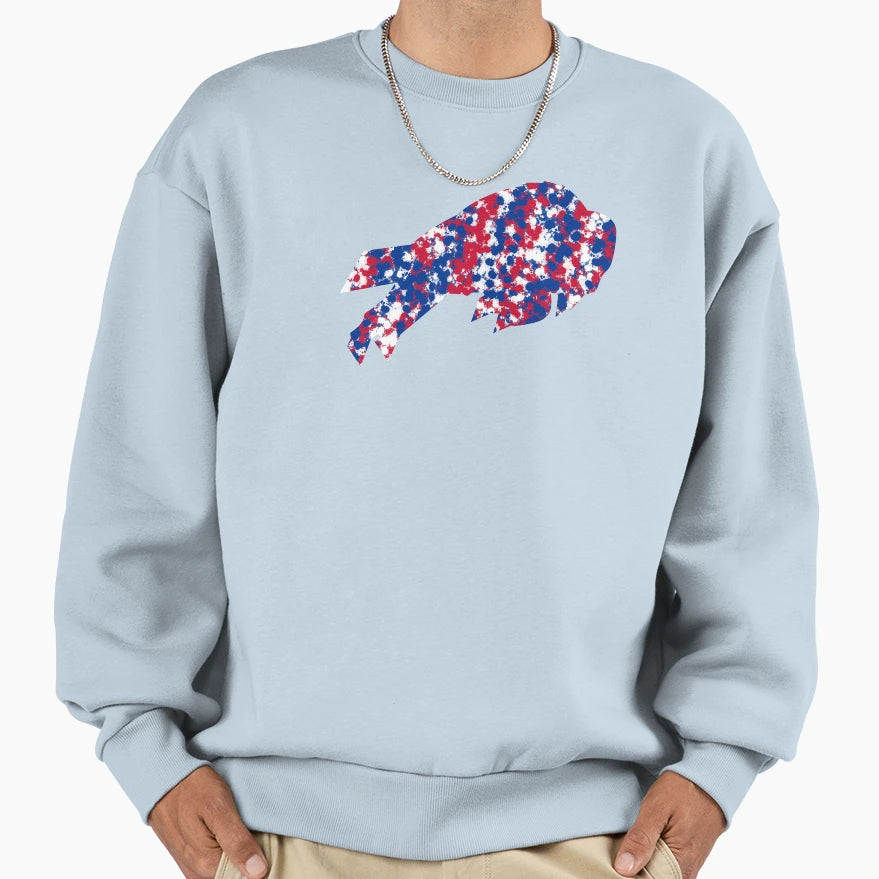 Bills Logo Paint Splatter Sweatshirt - Aesthetic Graphic Men Women - T-Shirt, Sweatshirt, Hoodie