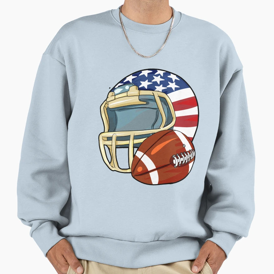 American Football Helmet Sweatshirt - Casual Everyday Wear Men Women - T-Shirt, Sweatshirt, Hoodie