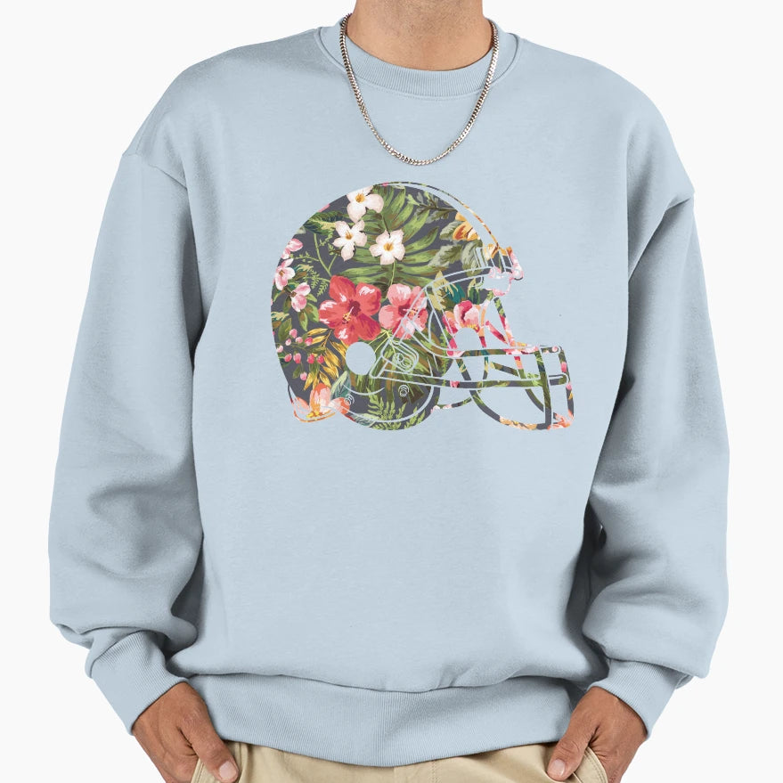 Tropical Floral Football Helmet Sweatshirt - Custom Art Print for Adults - T-Shirt, Sweatshirt, Hoodie