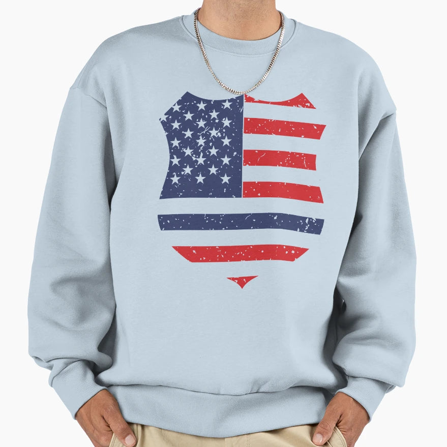 American Flag Blue Line 2 Sweatshirt - Aesthetic Graphic Men Women - T-Shirt, Sweatshirt, Hoodie