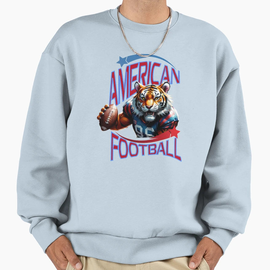 Tiger Playing American Football Sweatshirt - Streetwear Style Men Women - T-Shirt, Sweatshirt, Hoodie