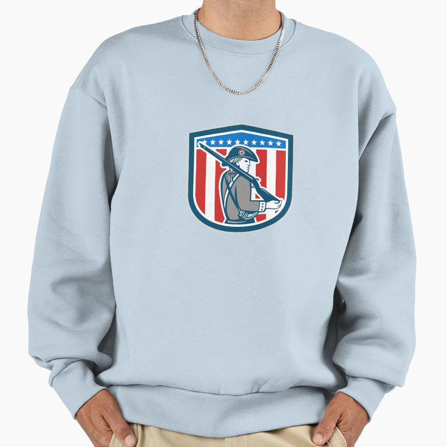 American Patriot Minuteman Holding Sweatshirt - Unique Graphic Men Women - T-Shirt, Sweatshirt, Hoodie