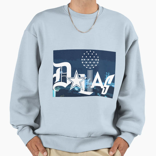 Dallas Logo Background Blue Sweatshirt - Casual Everyday Wear Men Women - T-Shirt, Sweatshirt, Hoodie