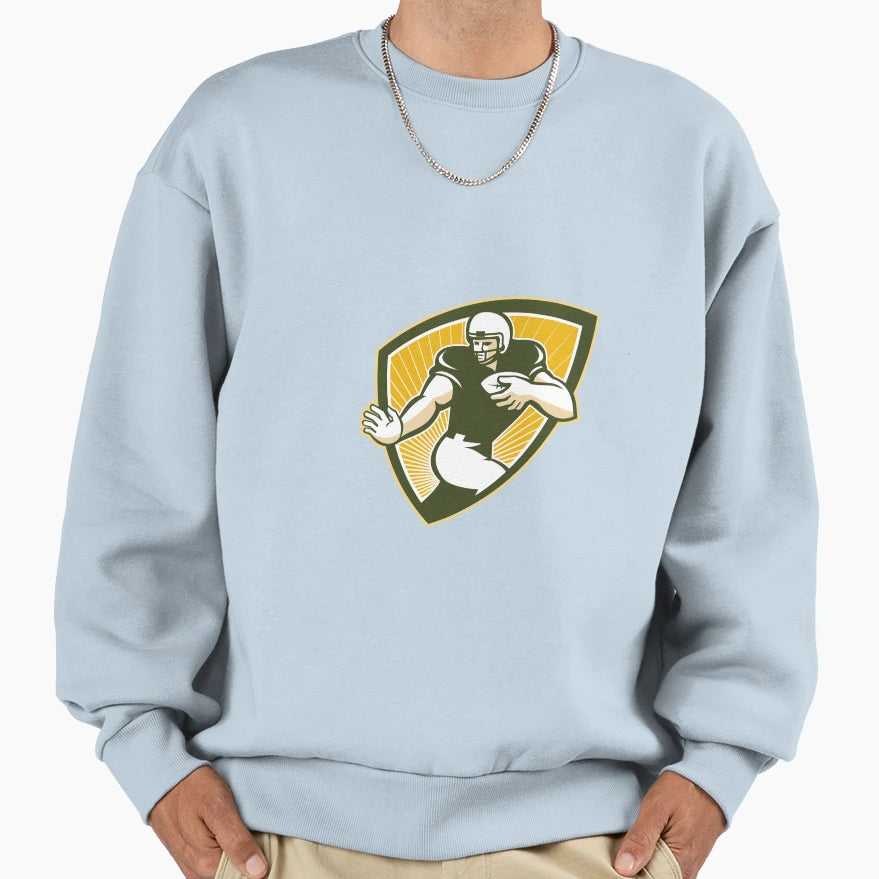 American Football Running Back Shield Sweatshirt - Unique Graphic Unisex - T-Shirt, Sweatshirt, Hoodie
