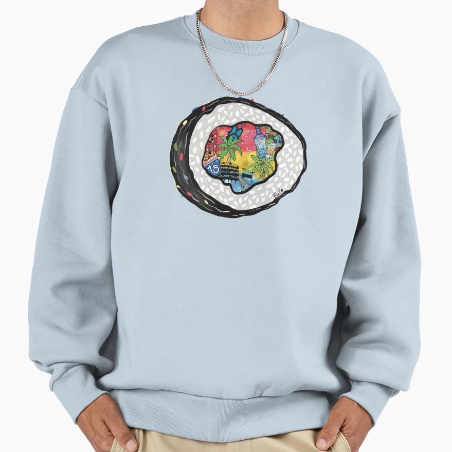California Vacation Sushi Roll Sweatshirt - Novelty Apparel for Adults - T-Shirt, Sweatshirt, Hoodie