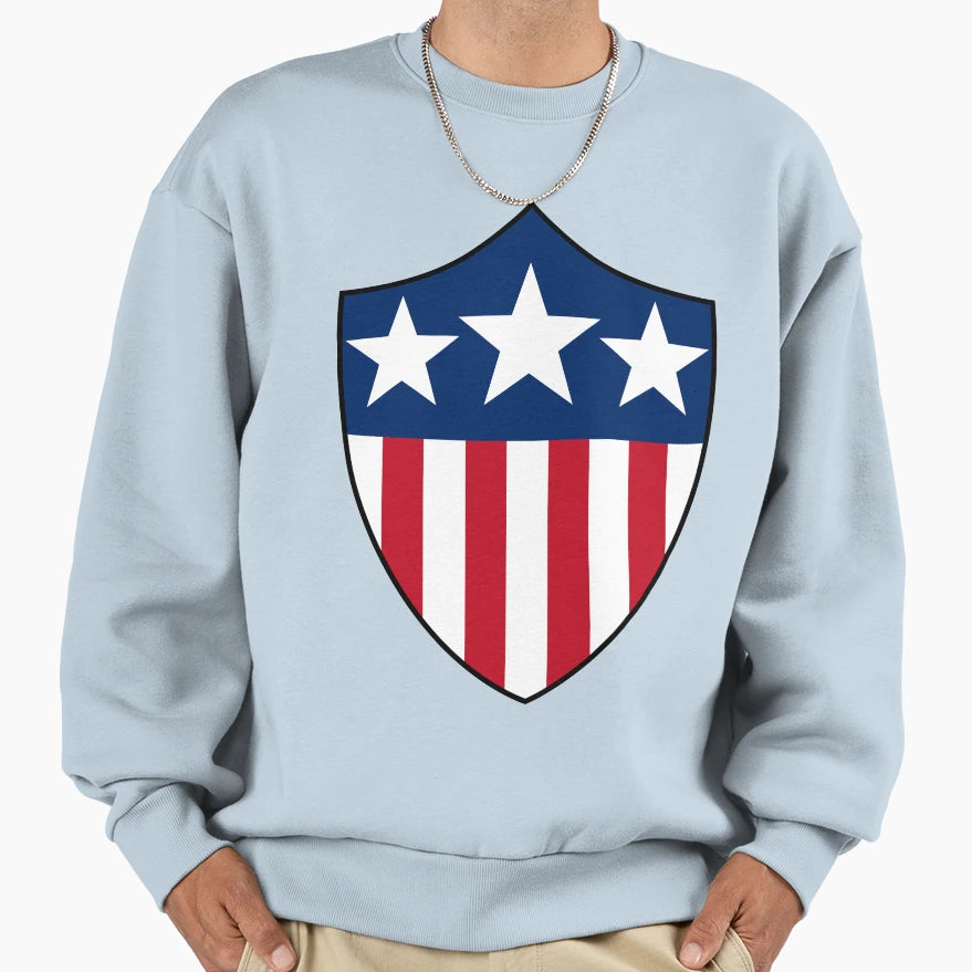 Usa Patriotic Shield Sweatshirt - Graphic Print Men Women - T-Shirt, Sweatshirt, Hoodie