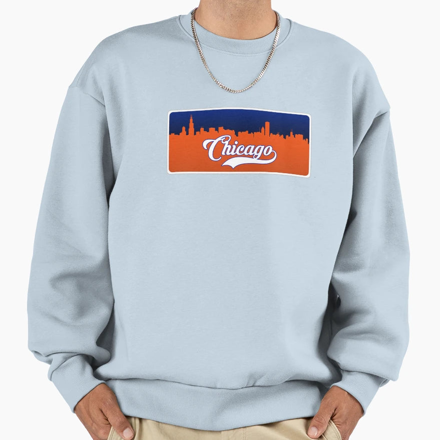 Chicago Football Skyline Sweatshirt - Trendy Graphic for Adults - T-Shirt, Sweatshirt, Hoodie