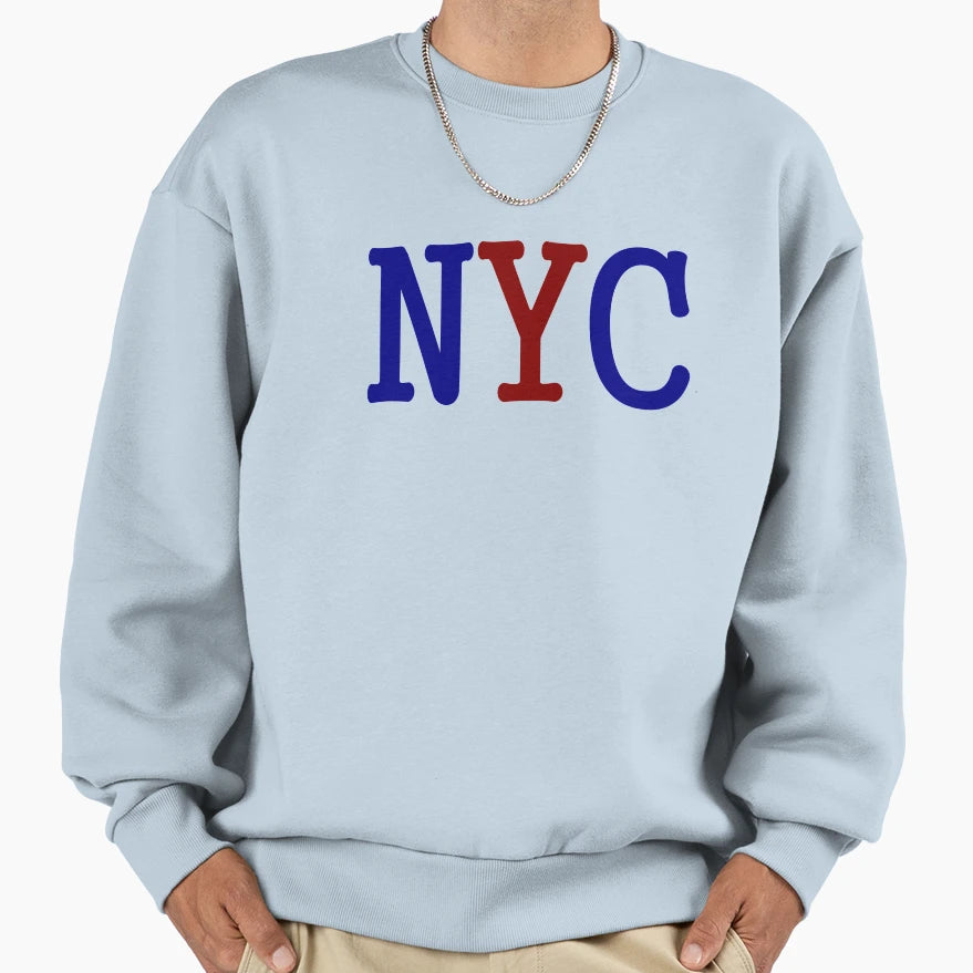 Nyc New York City Blue Red Sweatshirt - Custom Art Print for Adults - T-Shirt, Sweatshirt, Hoodie