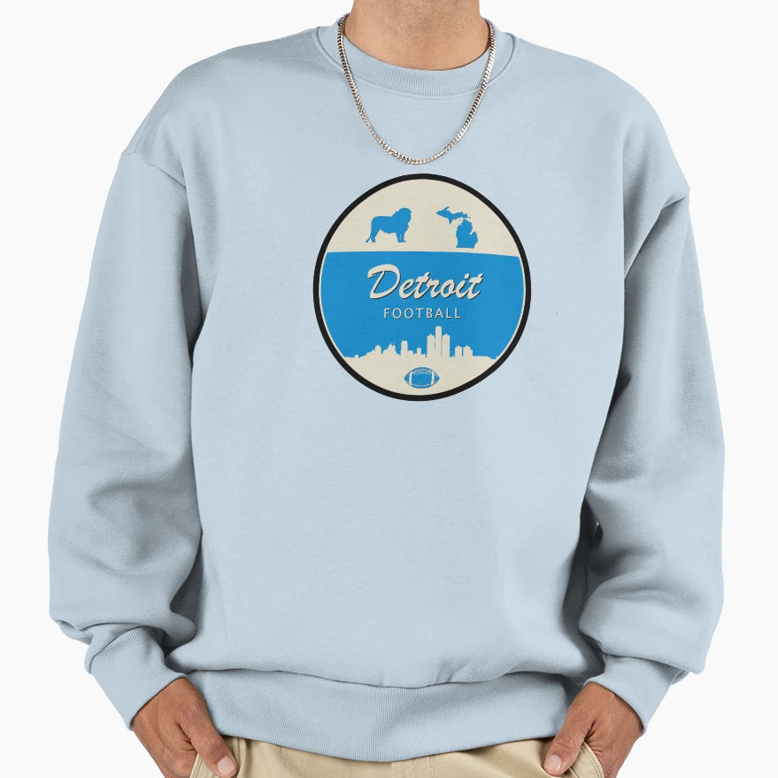 Detroit Football Minimal Circle Sweatshirt - Casual Everyday Wear Men Women - T-Shirt, Sweatshirt, Hoodie