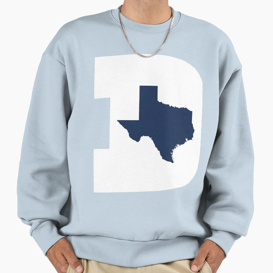 D Texas White Blue Sweatshirt - Novelty Apparel Unisex - T-Shirt, Sweatshirt, Hoodie