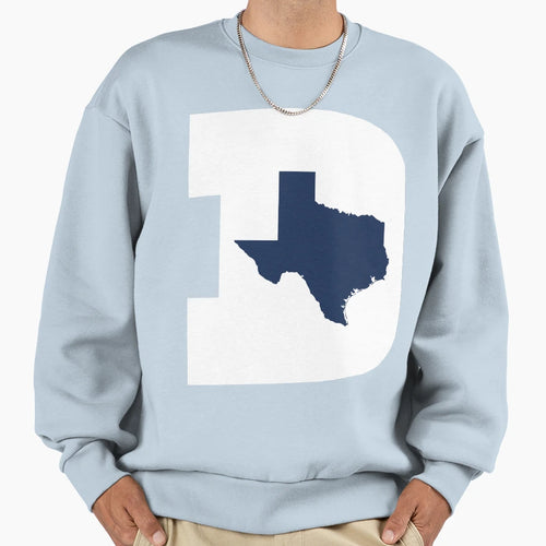 D Texas White Blue Sweatshirt - Novelty Apparel Unisex - T-Shirt, Sweatshirt, Hoodie