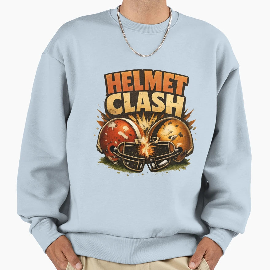 Helmet Clash Football Sweatshirt - Trendy Graphic Men Women - T-Shirt, Sweatshirt, Hoodie