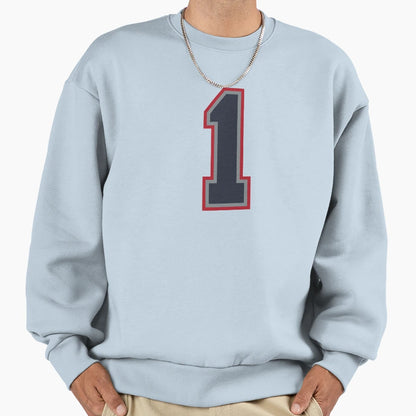 1 Navy Grey Red Sports Number One Sweatshirt - Custom Art Print Unisex - T-Shirt, Sweatshirt, Hoodie