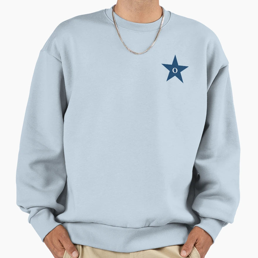 Star Initial Monogram O Navy Sweatshirt - Unique Graphic Unisex - T-Shirt, Sweatshirt, Hoodie