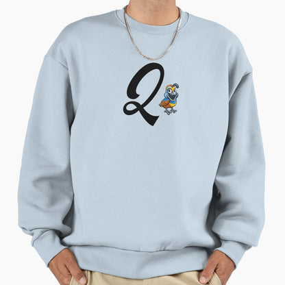 Q Quail Letter Alphabet Sweatshirt - Graphic Print for Adults - T-Shirt, Sweatshirt, Hoodie