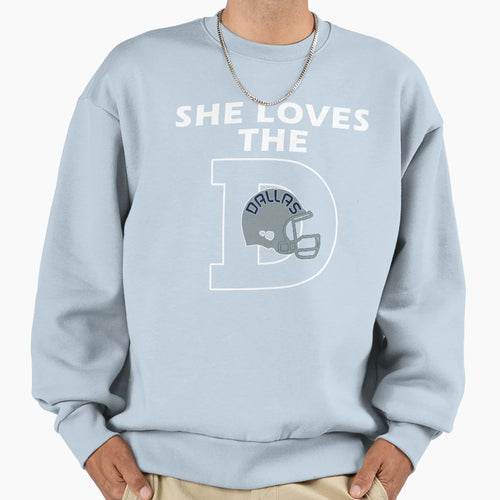 Funny She Loves D Dallas Football Sweatshirt - Minimalist Print Unisex - T-Shirt, Sweatshirt, Hoodie