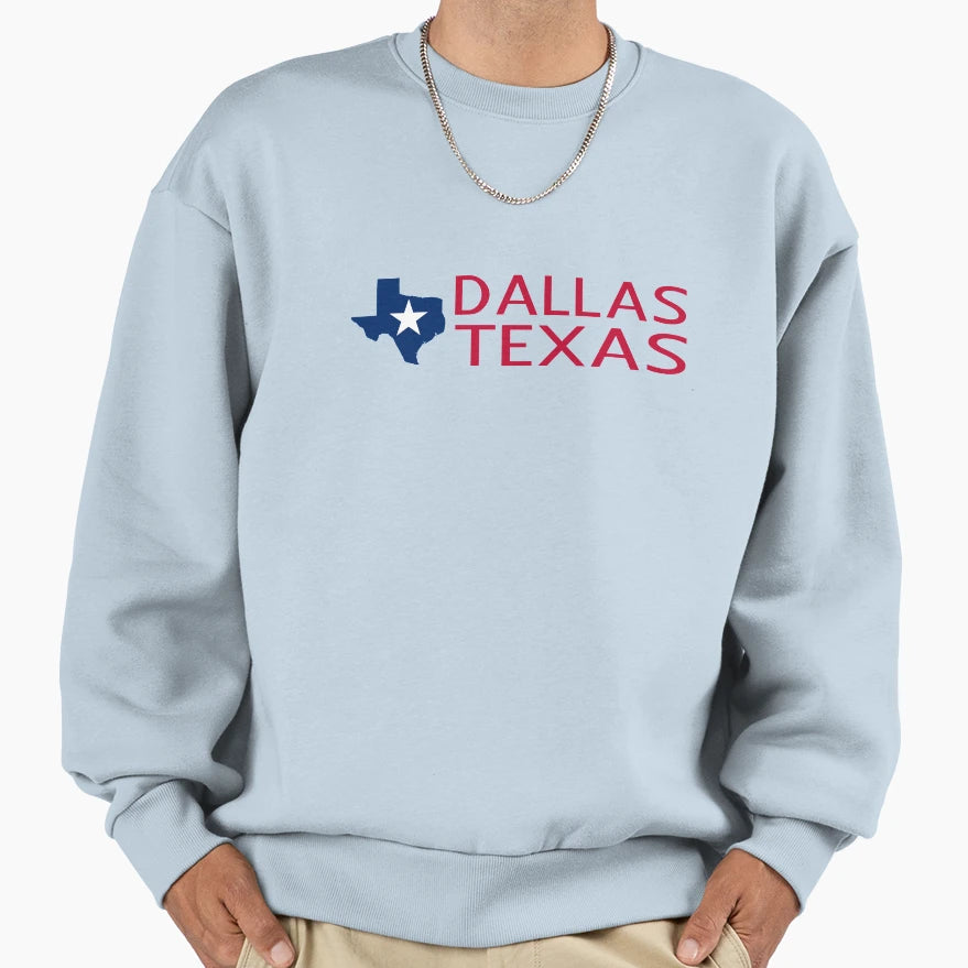 Dallas Texas State Shape Star Sweatshirt - Minimalist Print Men Women - T-Shirt, Sweatshirt, Hoodie