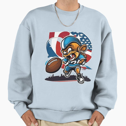 Cartoon Character Playing Football Sweatshirt - Novelty Apparel Unisex - T-Shirt, Sweatshirt, Hoodie