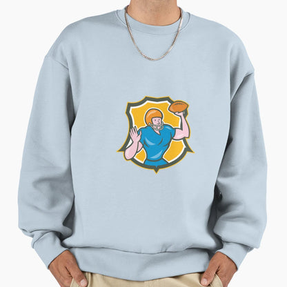 American Football Qb Throwing Shield Sweatshirt - Trendy Graphic for Adults - T-Shirt, Sweatshirt, Hoodie