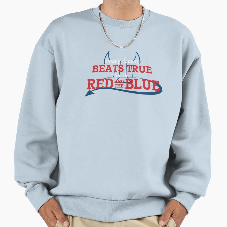 Every Heart Beats True Red And Blue Sweatshirt - Aesthetic Graphic Unisex - T-Shirt, Sweatshirt, Hoodie