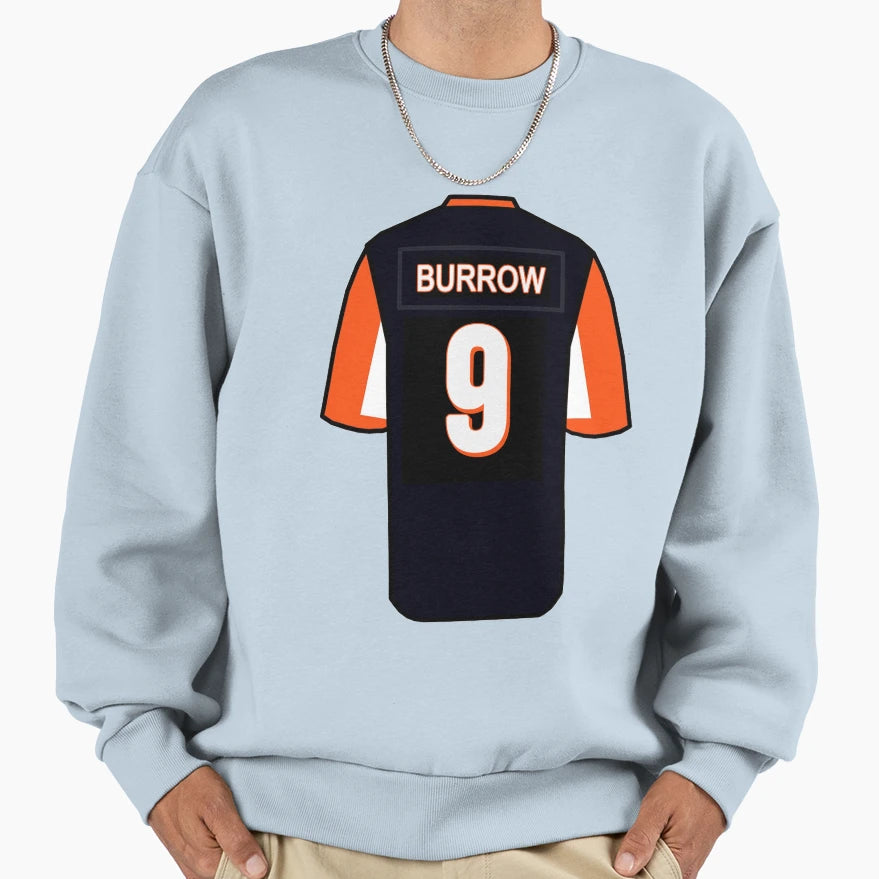 Burrow Jersey Sweatshirt - Trendy Graphic Unisex - T-Shirt, Sweatshirt, Hoodie