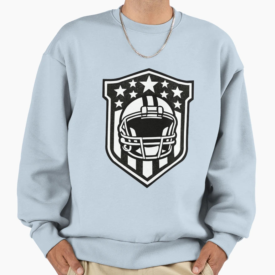Black And White Football Badge Sweatshirt - Minimalist Print for Adults - T-Shirt, Sweatshirt, Hoodie