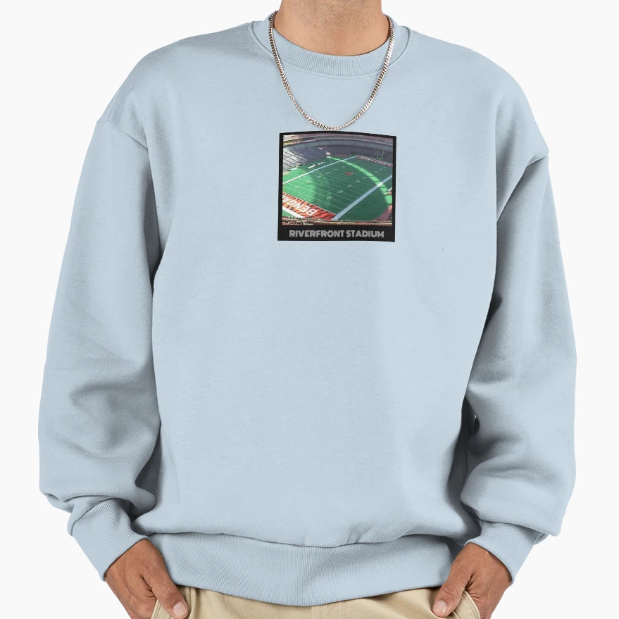 Riverfront Stadium Black Sweatshirt - Streetwear Style for Adults - T-Shirt, Sweatshirt, Hoodie