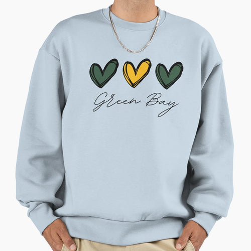 Green Bay Hearts Go Pack Go Sweatshirt - Fun Novelty Design for Adults - T-Shirt, Sweatshirt, Hoodie