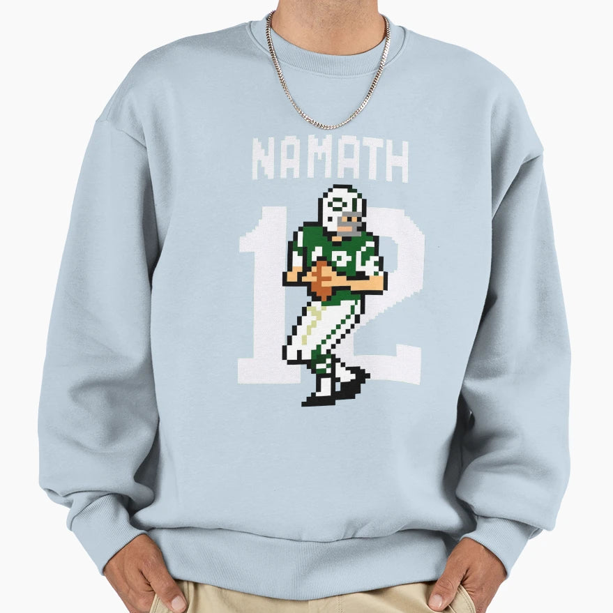 Joe Namath New York Pixel Art Sweatshirt - Trendy Graphic for Adults - T-Shirt, Sweatshirt, Hoodie