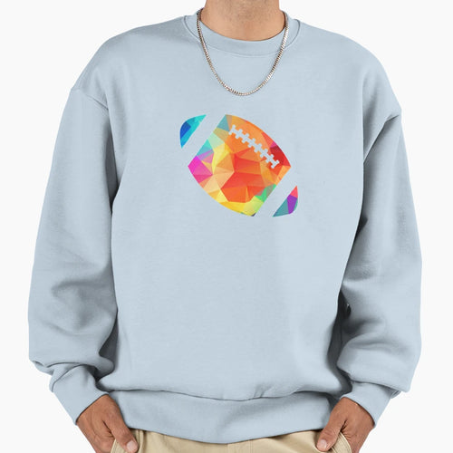 Geometric Football Shape Low Sweatshirt - Fun Novelty Design for Adults - T-Shirt, Sweatshirt, Hoodie