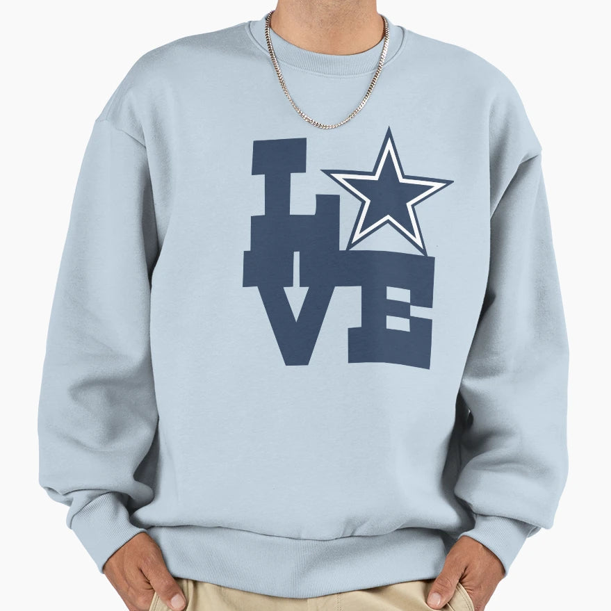Texas Love Star Minimal Blue Aesthetic Sweatshirt - Novelty Apparel Unisex - T-Shirt, Sweatshirt, Hoodie