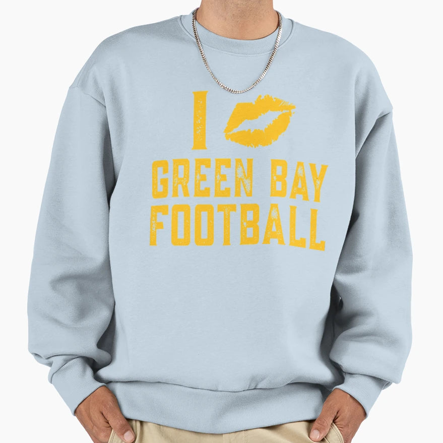 I Love Green Bay Football Distressed Sweatshirt - Trendy Graphic Unisex - T-Shirt, Sweatshirt, Hoodie