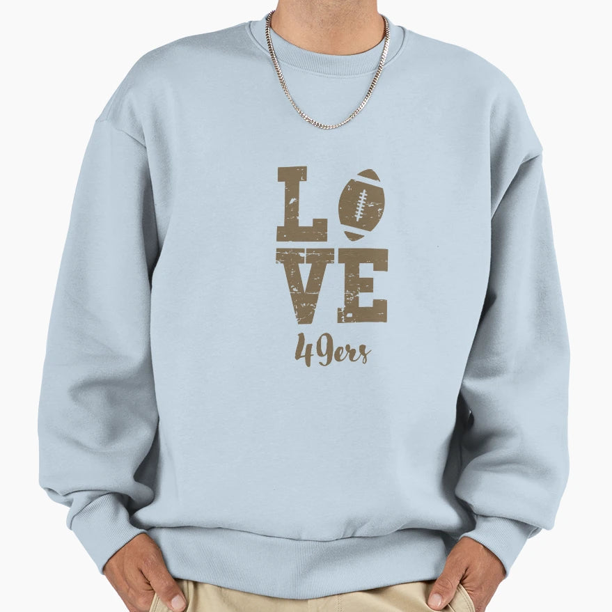 Gold Color Football Love 49Ers Sweatshirt - Aesthetic Graphic Men Women - T-Shirt, Sweatshirt, Hoodie