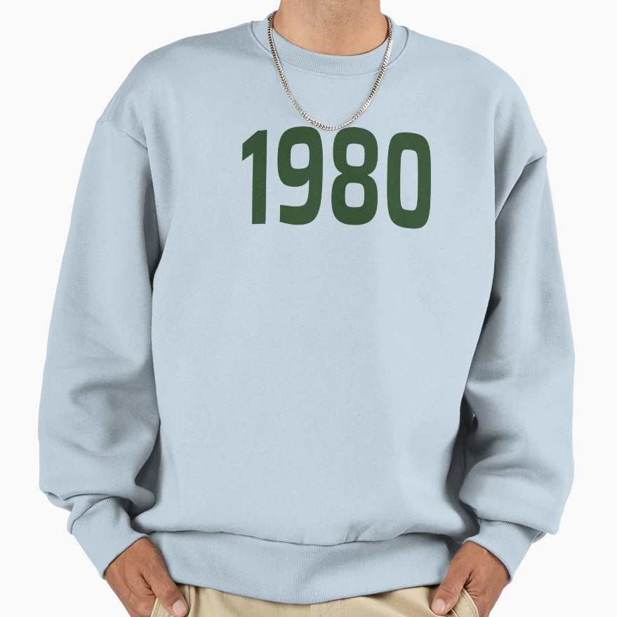 1980 Year Typography Sweatshirt - Graphic Print Unisex - T-Shirt, Sweatshirt, Hoodie