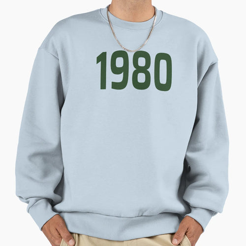1980 Year Typography Sweatshirt - Graphic Print Unisex - T-Shirt, Sweatshirt, Hoodie