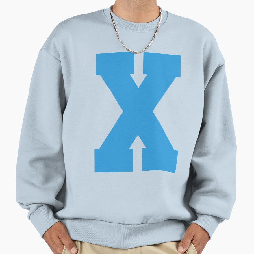 Alphabet Blue X Sports Letter X Sweatshirt - Unique Graphic Men Women - T-Shirt, Sweatshirt, Hoodie